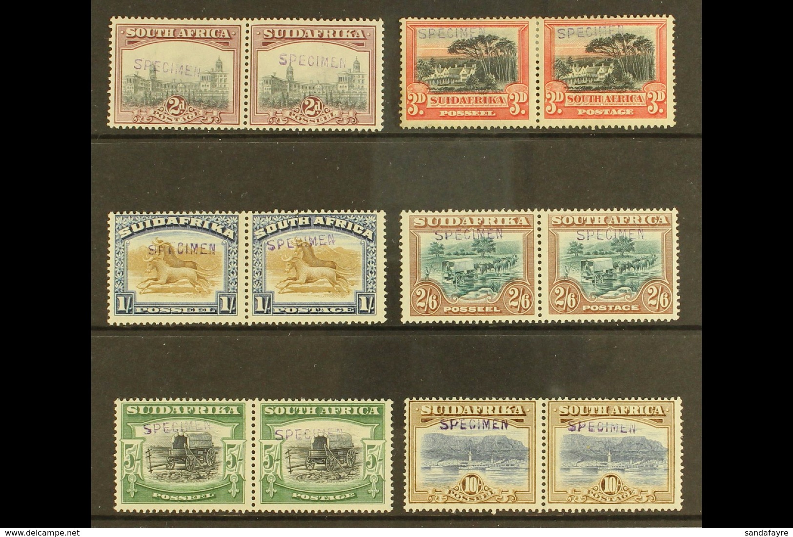 SPECIMENS 1927-30 Pictorial Definitives, Original Set Of 6 Horizontal Pairs (no 4d, Issued In 1928) Handstamped "SPECIME - Non Classés