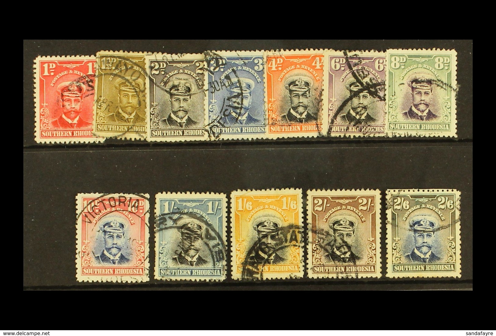 1924 Admiral 1d To 2s6d, SG 2/13, Cds Used, 8d With Hinge Thin. (12) For More Images, Please Visit Http://www.sandafayre - Südrhodesien (...-1964)