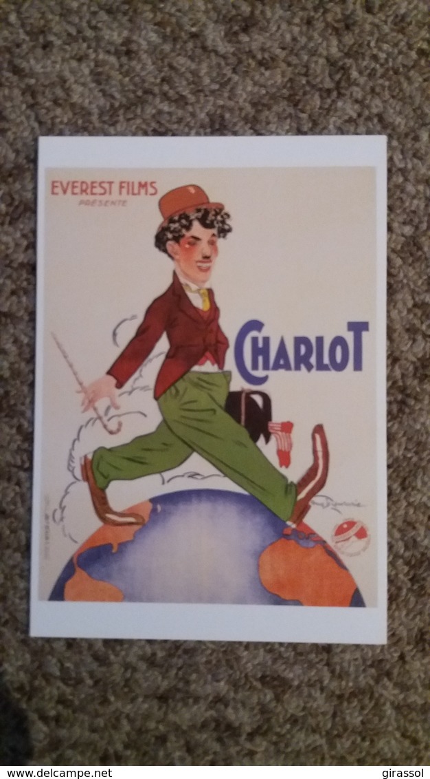 CPM CHARLOT MARCHANT SUR GLOBE TERRESTRE AFFICHE FILM EVEREST FILMS REPRO 1918 - Artisti