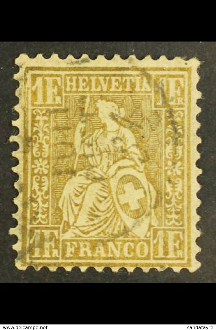 1862-4 1f Bronze-gold, Perf.11½, Impressed Watermark, Zumstein 36a, SG 60, Very Fine Used. For More Images, Please Visit - Altri & Non Classificati