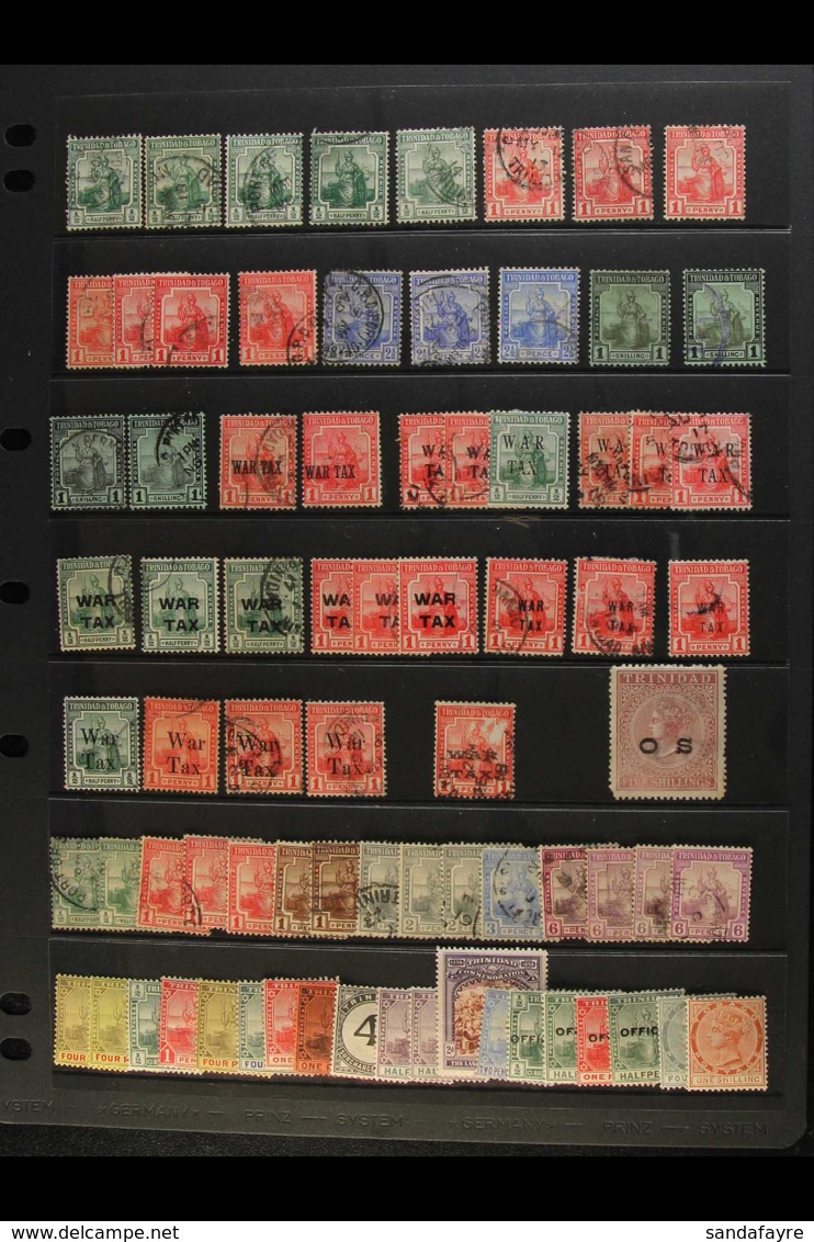 1883-1953 MOSTLY USED RANGES On Leaves & Stock Pages, Inc Various War Tax Issues Mint & Used, 1922-28 Set To 5s Used, 19 - Trinité & Tobago (...-1961)