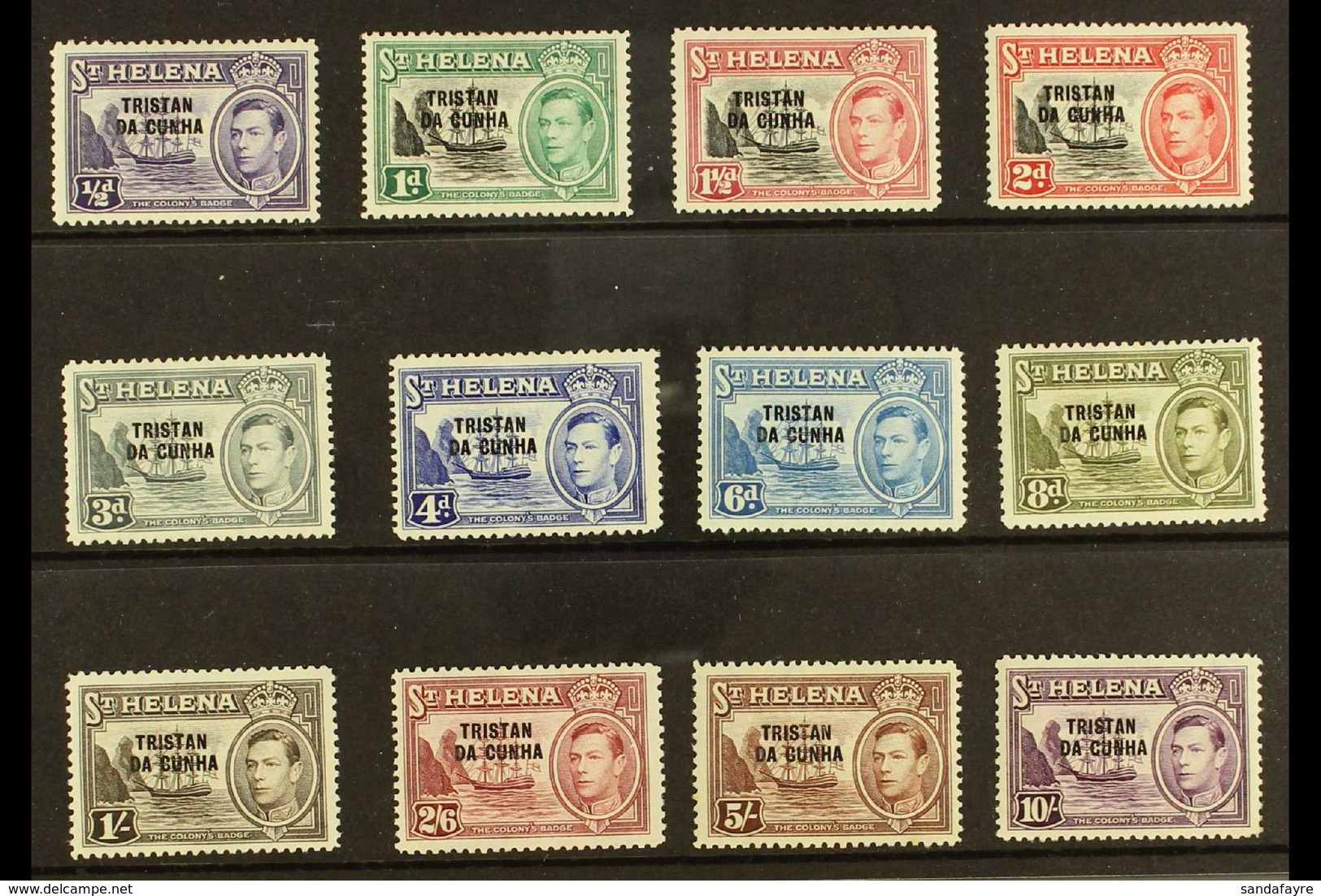 1952 KGVI Overprinted St. Helena Defins Set, SG 1/12, Fine Mint (12). For More Images, Please Visit Http://www.sandafayr - Tristan Da Cunha