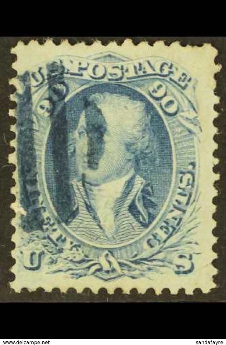1861-62 90c Pale Blue Washington, Scott 72a, Attractive With Good Colour And Neat Part Blue Barred Cancel Complimenting  - Sonstige & Ohne Zuordnung