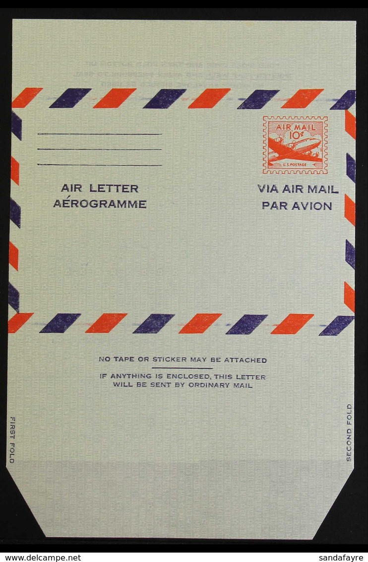 AIR LETTER SHEETS 1955 10c Bright Red On Pale Blue (Scott UC16d) With Die Cutting Reversed, Plus Another With Die Cuttin - Autres & Non Classés