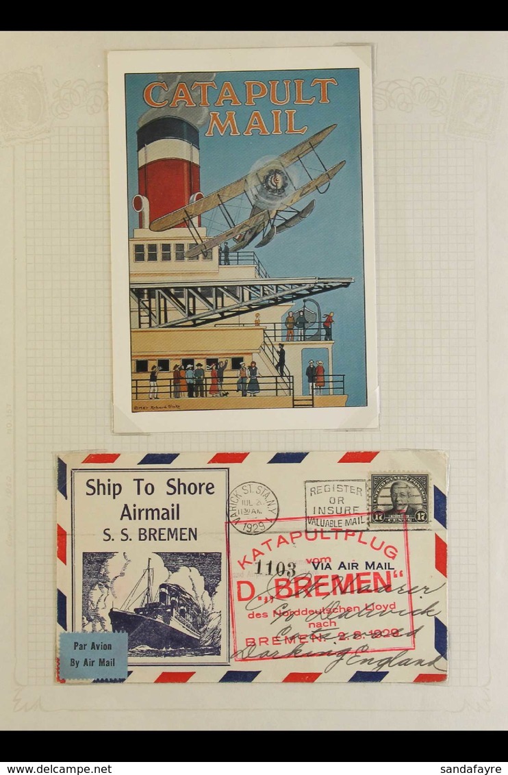 CATAPULT MAIL 1929-32 Interesting Collection Of "Ship To Shore" Catapult Covers, Includes 1929 USA To England, Two 1930  - Sonstige & Ohne Zuordnung