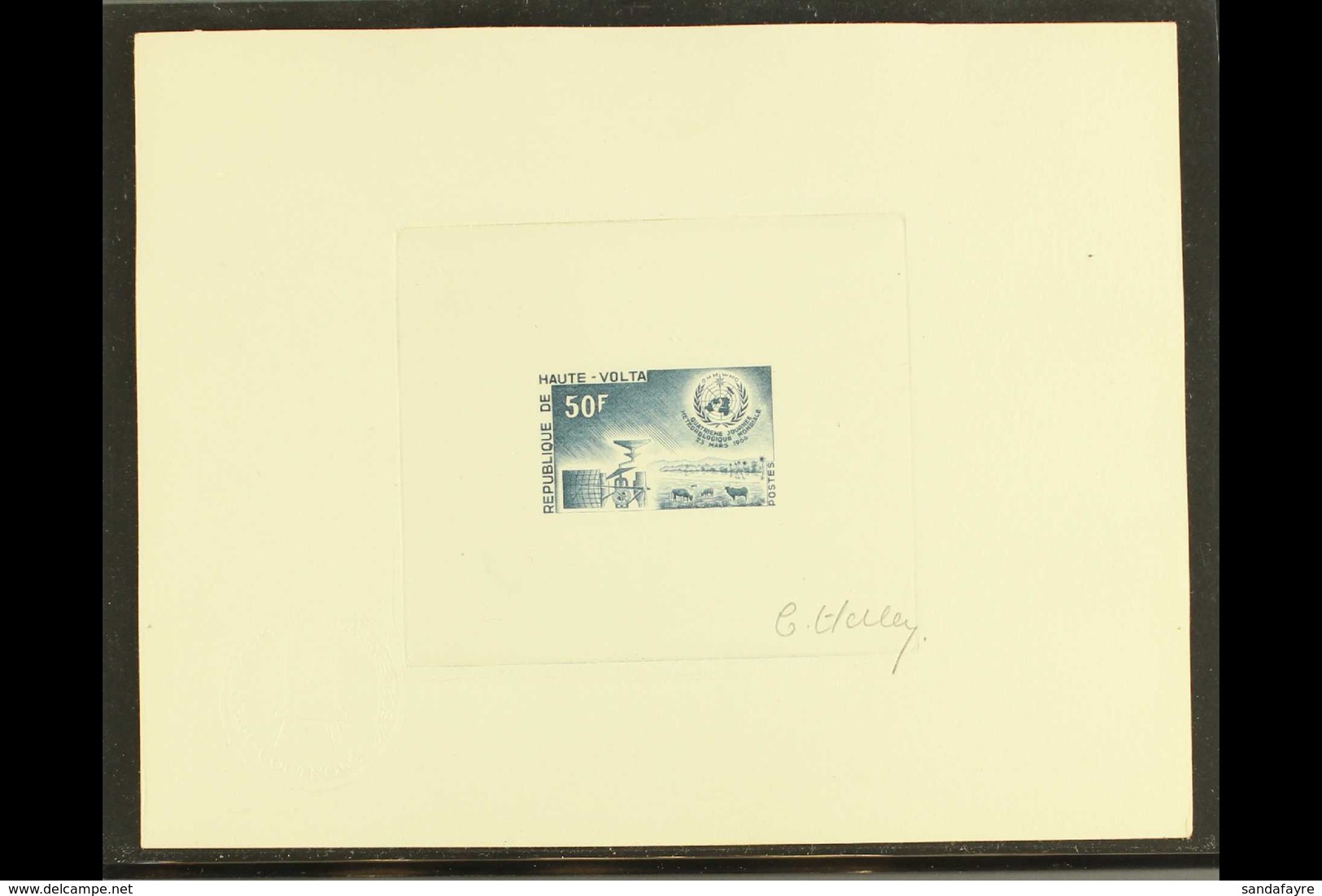 1964 50f Meteorological Day IMPERF DIE PROOF Printed In Slate-blue On Card, As Yvert 132 With Embossed Seal On The Margi - Otros & Sin Clasificación