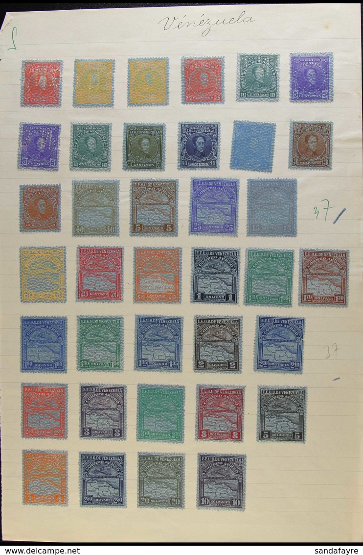 1893-1933 HISTORIC MINT COLLECTION Stuck Down/ Mounted For Display On Old French Colonial UPU Archive Pages. Note 1893 1 - Venezuela