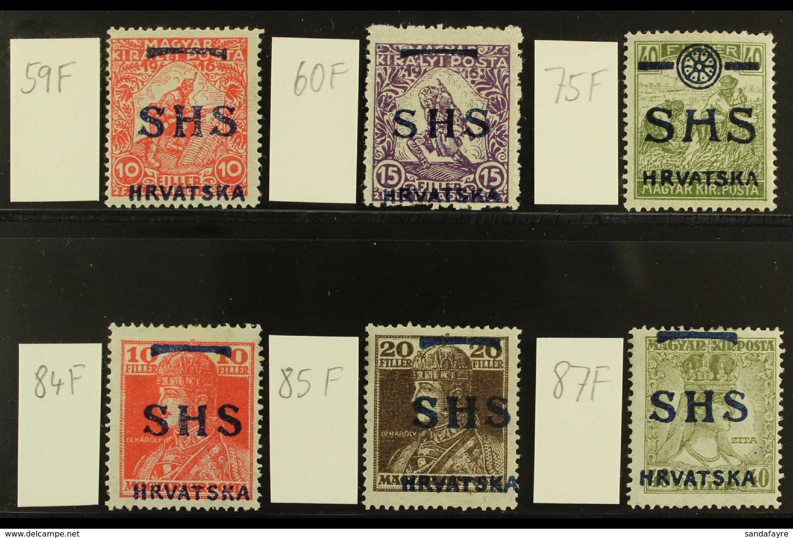 1918-1919 ISSUES FOR CROATIA. INCORRECT OVERPRINT ERRORS. 1918 Fine Mint All Different Group Of Incorrect Overprint Type - Autres & Non Classés