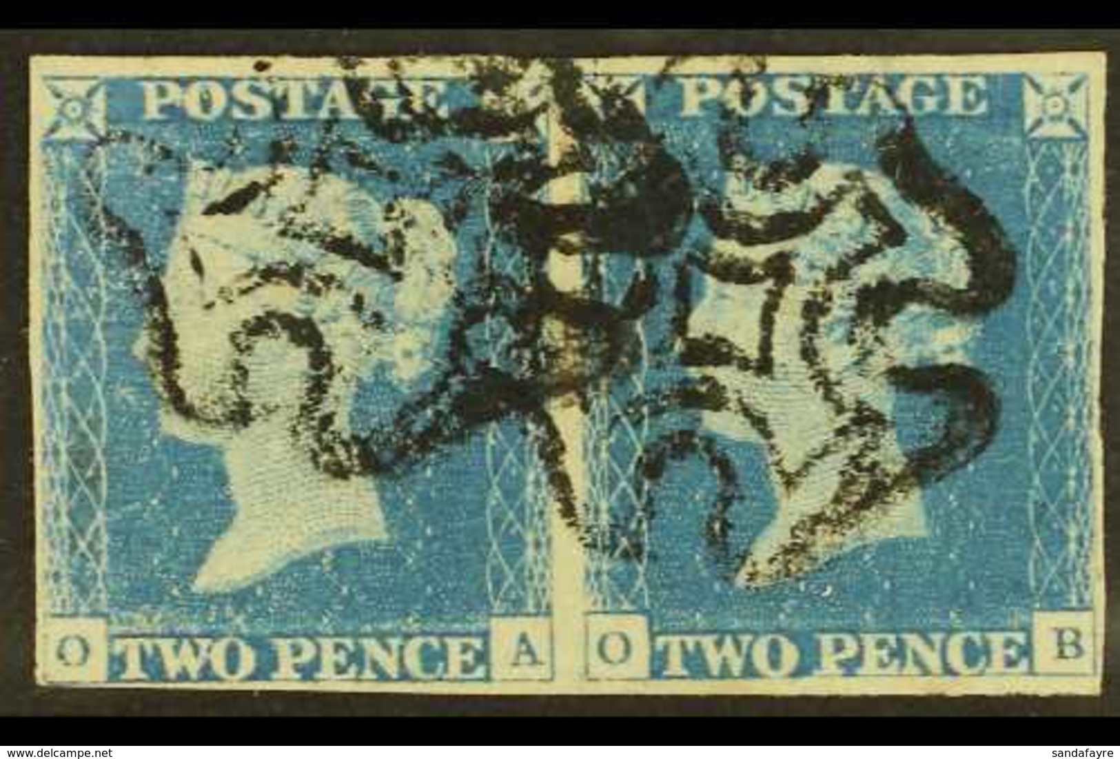 1840 2d Pale Blue 'OA - OB' Plate 1 PAIR, The 'OA' Shows Shifted Transfer At Top, SG 6 (Spec DS6d+DS6), Very Fine With 4 - Other & Unclassified