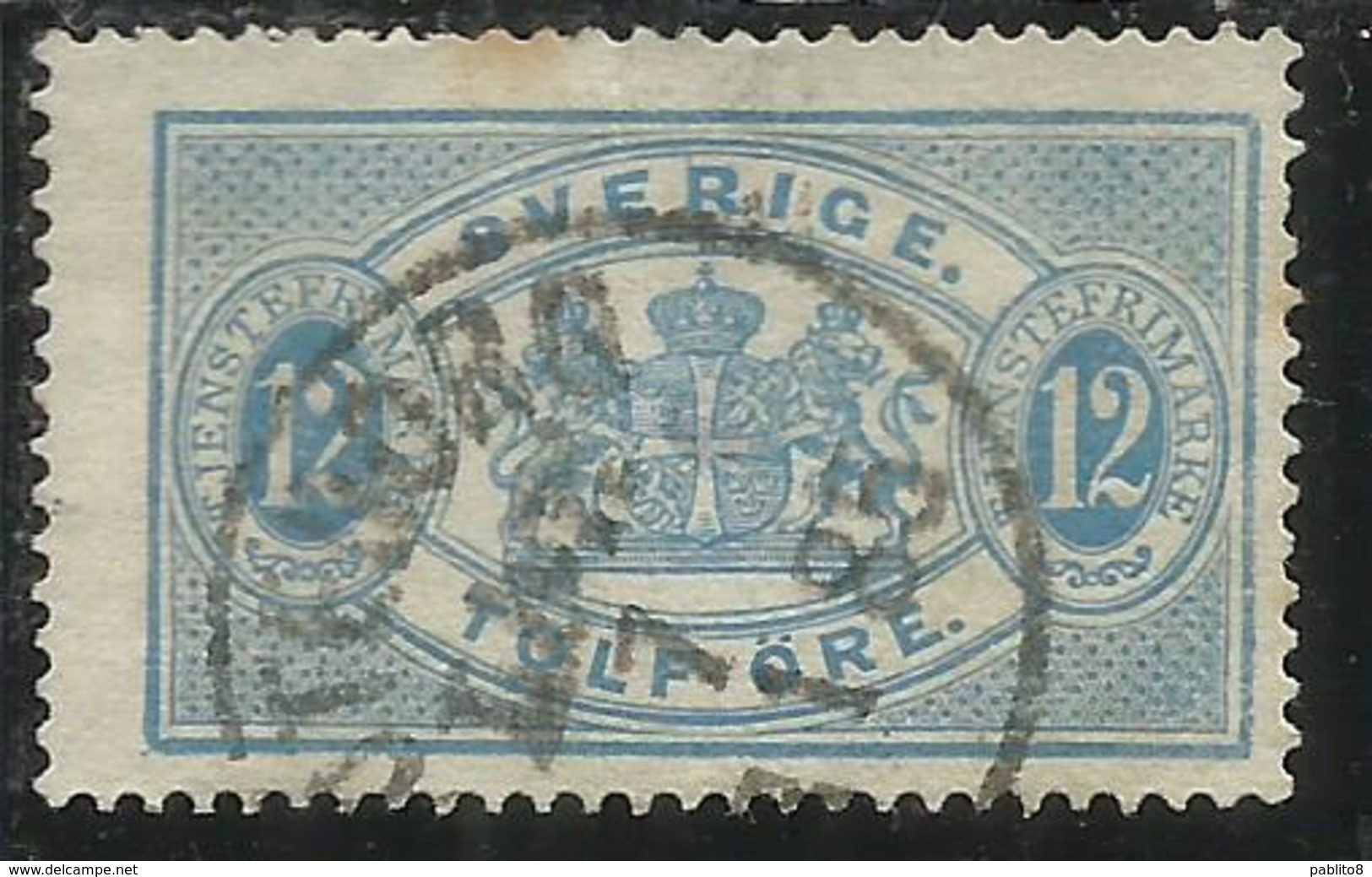 SWEDEN SVERIGE SVEZIA SUEDE 1881 1895 OFFICIAL STAMPS ORE 12o USATO USED OBLITERE' - Revenue Stamps