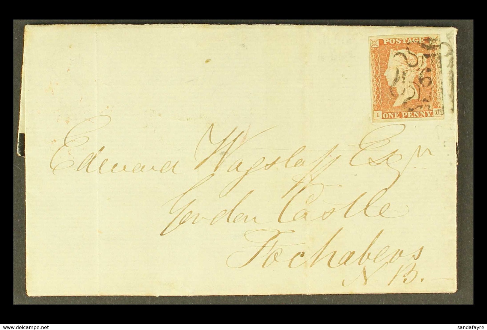 1843 (20 July) EL From Hyde Park Barracks To Fochabers, Scotland Bearing 1d Red- Brown Imperfs With 4 Margins Tied NUMBE - Autres & Non Classés