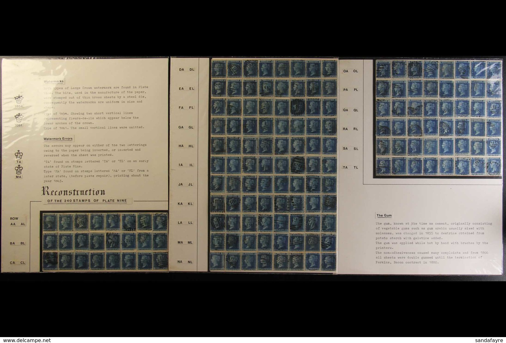 1858-79 TWO PENCE BLUE - COMPLETE SHEET RECONSTRUCTION. A Delightful, Collector's One Frame Display On Nine Album Pages  - Sonstige & Ohne Zuordnung