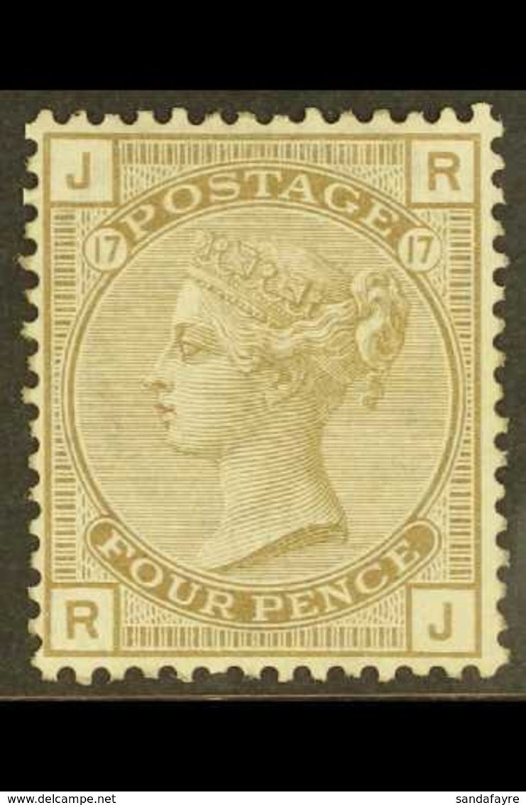 1873-80 4d Grey-brown, Plate 17, Wmk Large Garter, SG 154, Unused Without Gum, cat.£2800. For More Images, Please Visit  - Autres & Non Classés