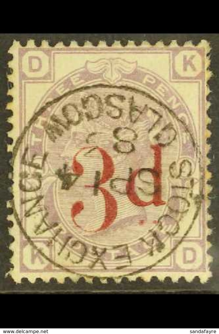 1880-3 3d On 3d Lilac, SG 159, Superb Used With Crisp " STOCK EXCHANGE GLASGOW" C.d.s. Postmark. For More Images, Please - Sonstige & Ohne Zuordnung