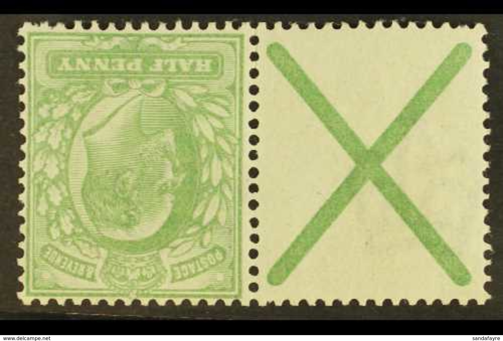 1902-10 ½d Yellowish Green, Inverted Watermark, In A Pair With St Andrews Cross, Part Of SG 218a, Very Fine Mint For Mor - Unclassified