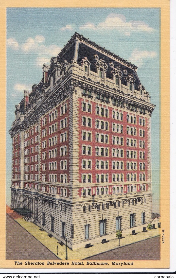 Carte 1920 THE SHERATON BELVEDERE HOTEL , BALTIMORE , MARYLAND - Baltimore