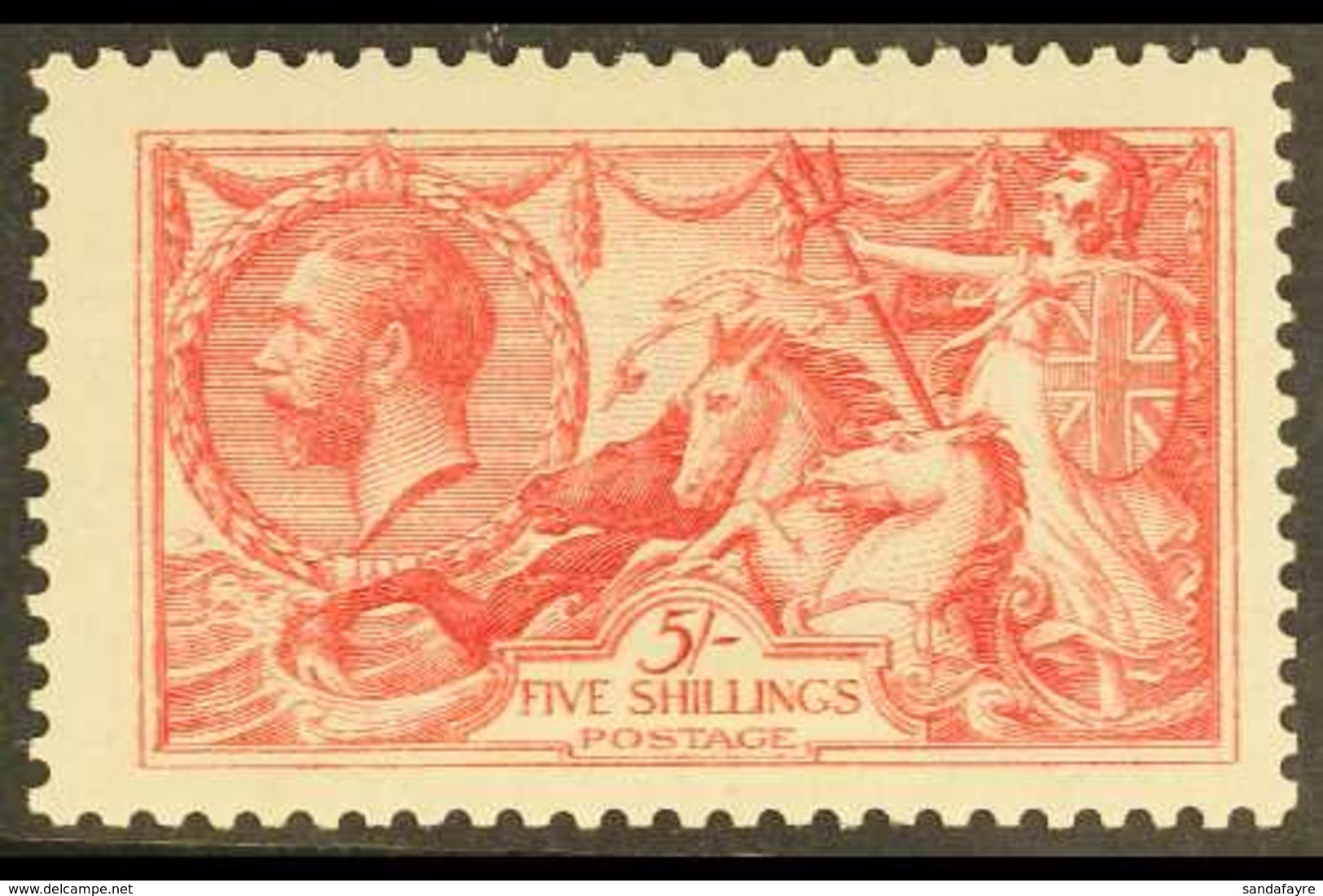 1913 5s Rose-carmine Seahorse, Waterlow Printing, SG 401, Light Gum Bends Across Stamp, Otherwise Good To Fine Mint, Cat - Non Classés