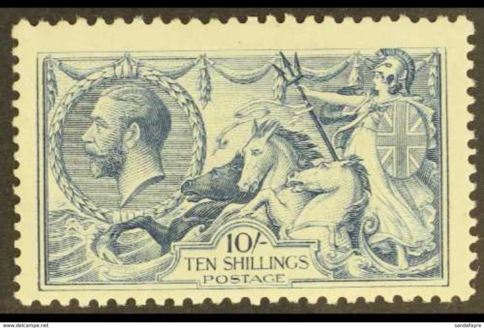 1918-19 10s Dull Grey-blue Seahorse, B.W. Printing, SG 417, Very Fine Mint. For More Images, Please Visit Http://www.san - Unclassified