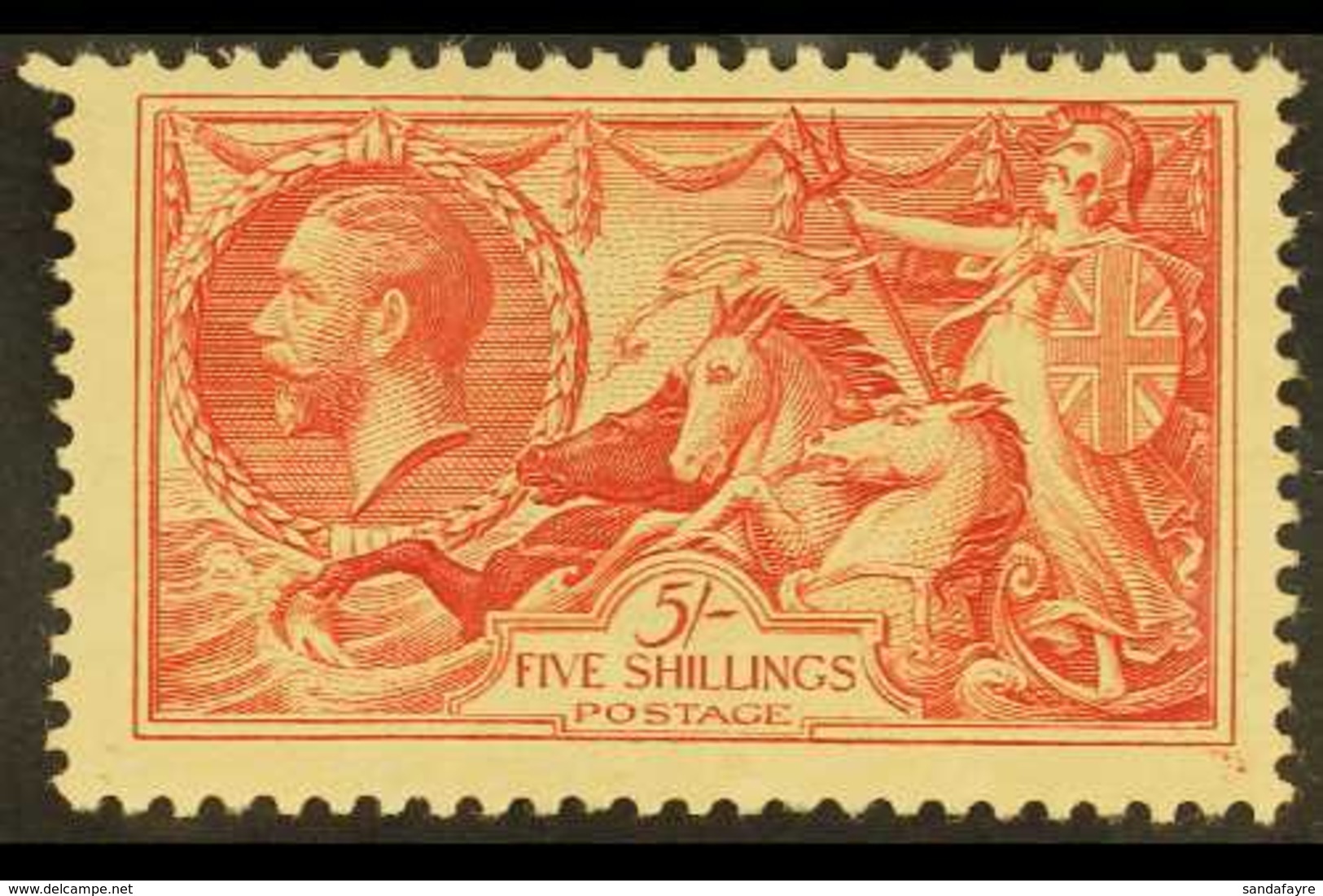 1934 5s Bright Rose- Red Re-engraved Seahorse, SG 451, Never Hinged Mint. For More Images, Please Visit Http://www.sanda - Non Classés