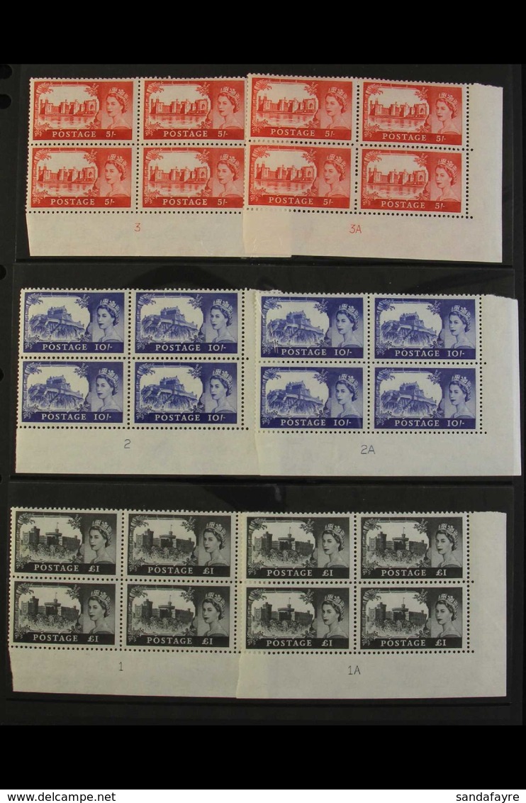 1963 BRADBURY WILKINSON "CASTLES" PLATE BLOCKS Wmk Multiple Crowns (SG 595a/98a) Plate Number Blocks Of Four Comprising  - Autres & Non Classés