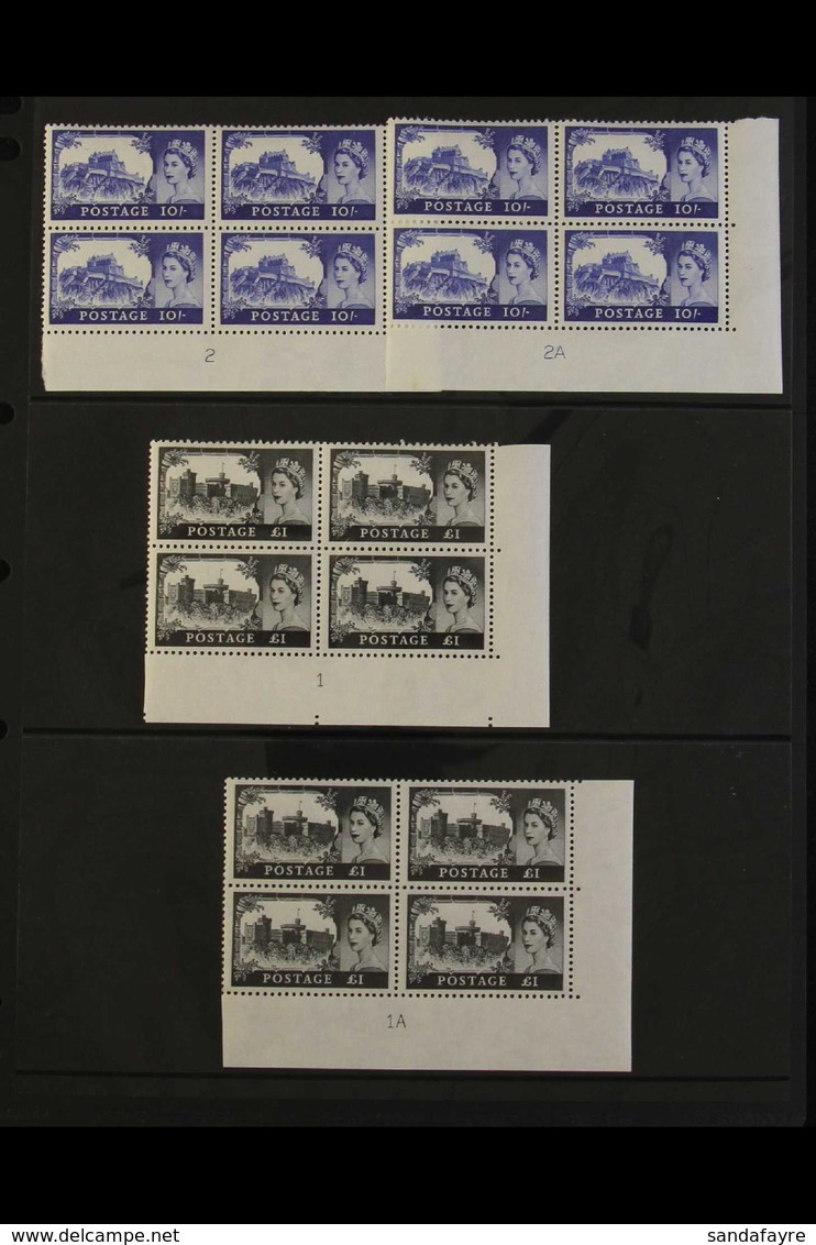 1967-68 BRADBURY WILKINSON "CASTLES" PLATE BLOCKS No Watermark (SG 759/62) Plate Number Blocks Of Four Comprising 2s6d P - Autres & Non Classés