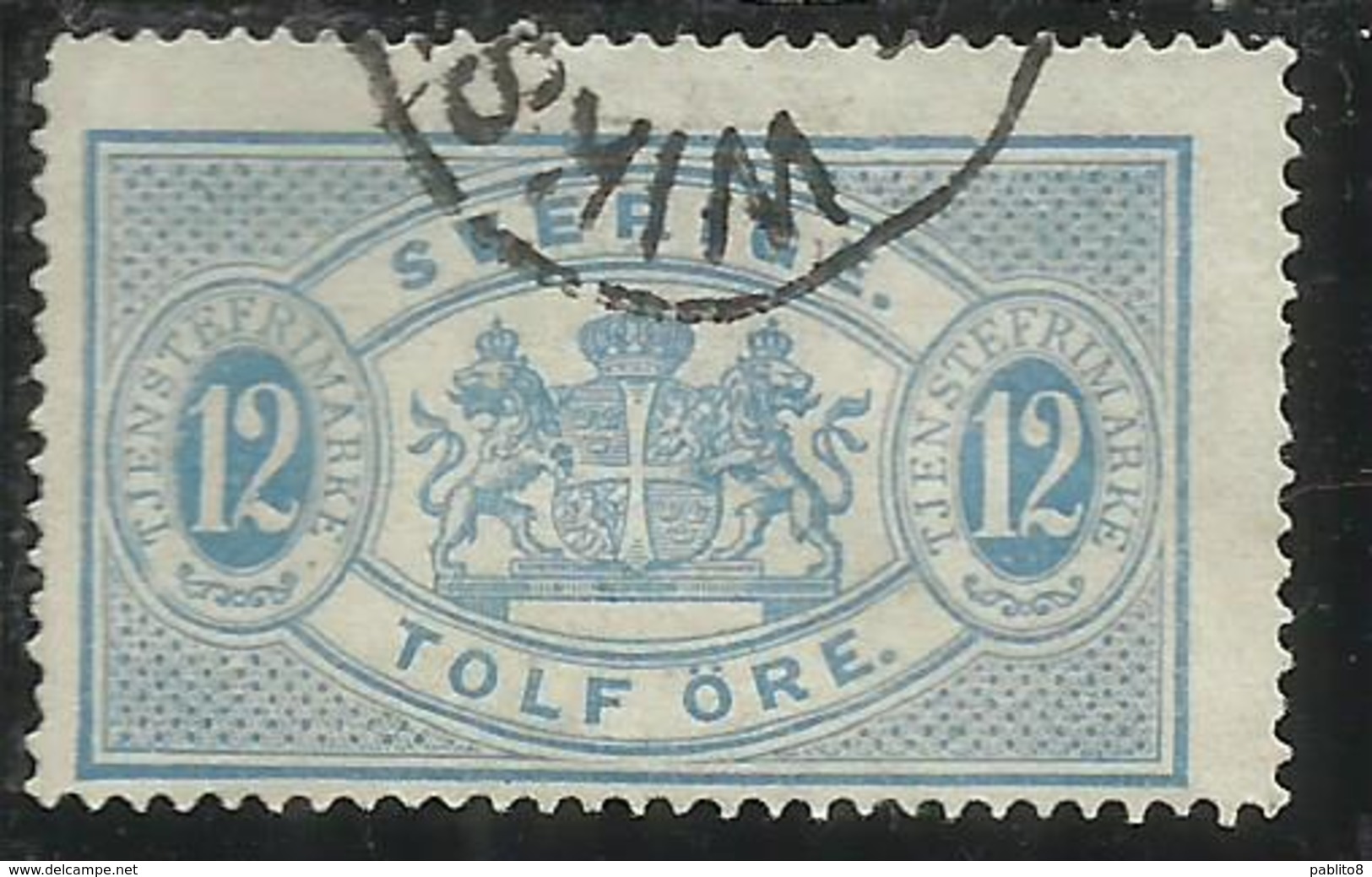 SWEDEN SVERIGE SVEZIA SUEDE 1881 1895 OFFICIAL STAMPS ORE 12o USATO USED OBLITERE' - Revenue Stamps