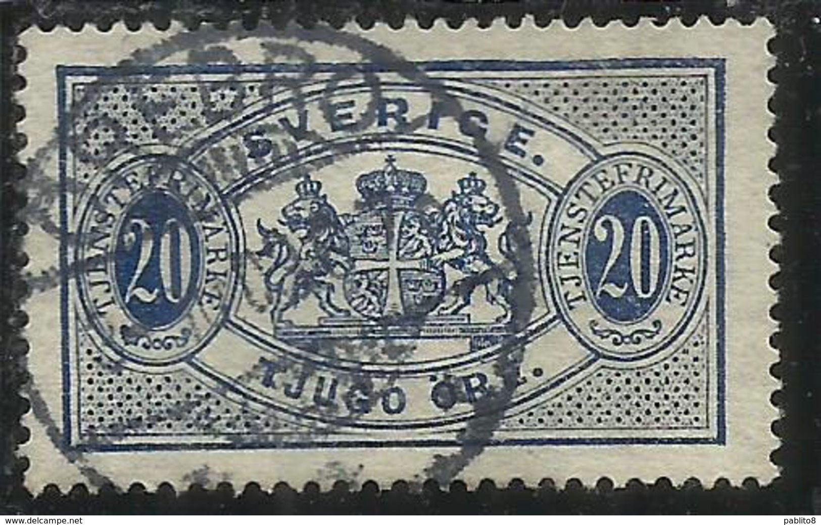 SWEDEN SVERIGE SVEZIA SUEDE 1881 1895 OFFICIAL STAMPS ORE 20o USATO USED OBLITERE' - Fiscale Zegels