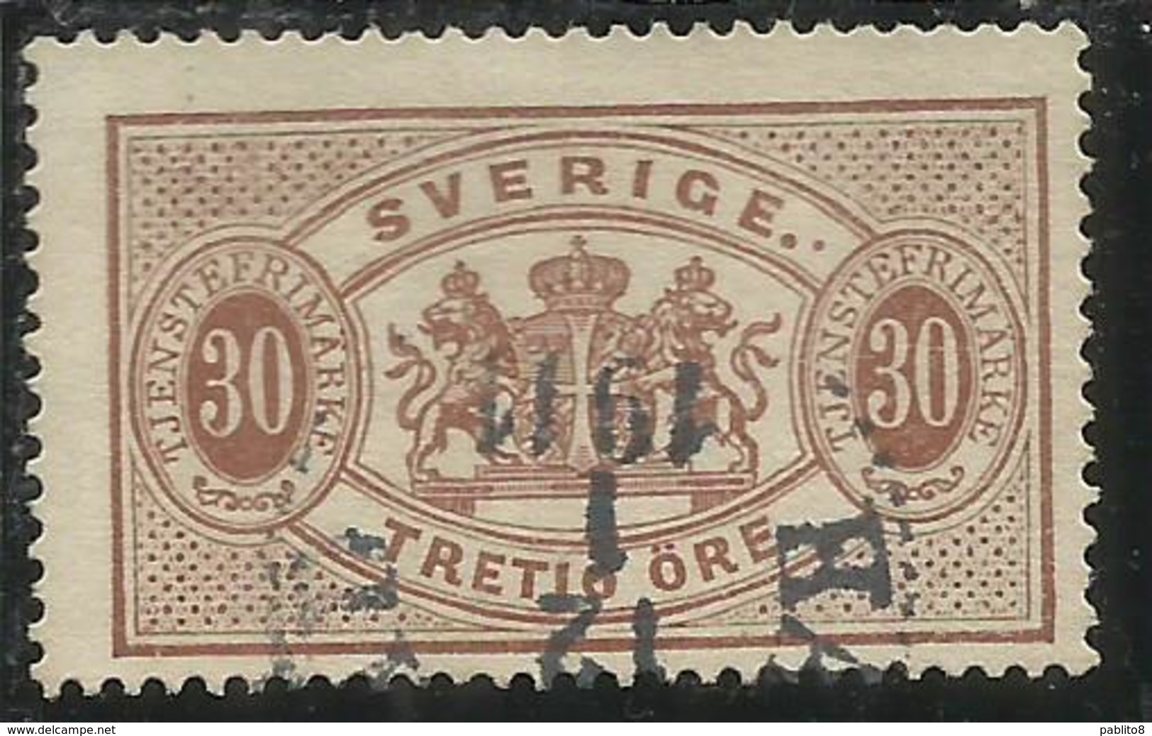 SWEDEN SVERIGE SVEZIA SUEDE 1881 1895 OFFICIAL STAMPS ORE 30o USATO USED OBLITERE' - Revenue Stamps