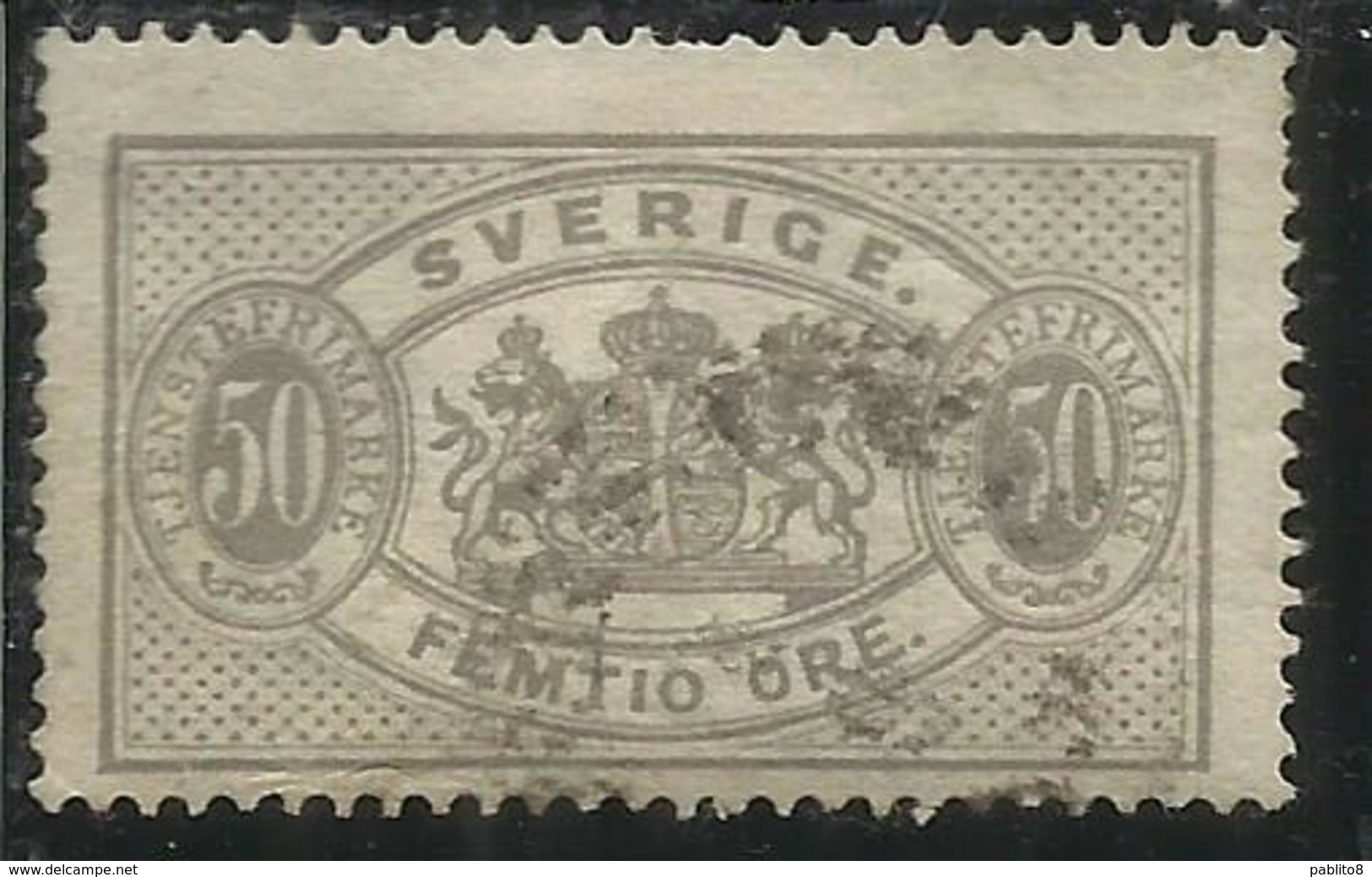 SWEDEN SVERIGE SVEZIA SUEDE 1881 1895 OFFICIAL STAMPS ORE 50o USATO USED OBLITERE' - Fiscaux