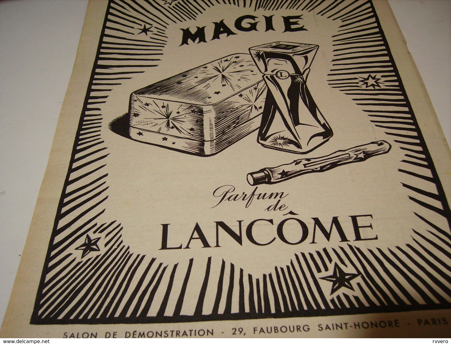 ANCIENNE PUBLICITE PARFUM MAGIE DE LANCOME PARIS 1951 - Autres & Non Classés