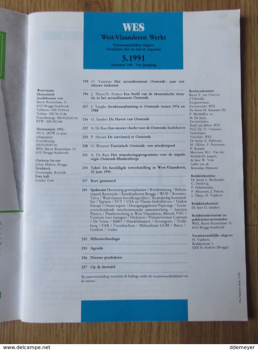 West-Vlaanderen Werkt Nummer 148 5/1991 33e Jaarland 68blz - Autres & Non Classés