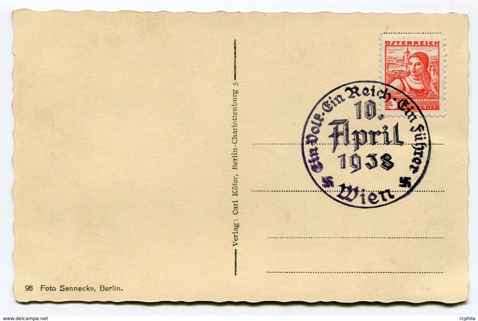 RC 10413 AUTRICHE 1938 ADOLPH HITLER OBLITÉRÉ A WIEN TB - Briefe U. Dokumente