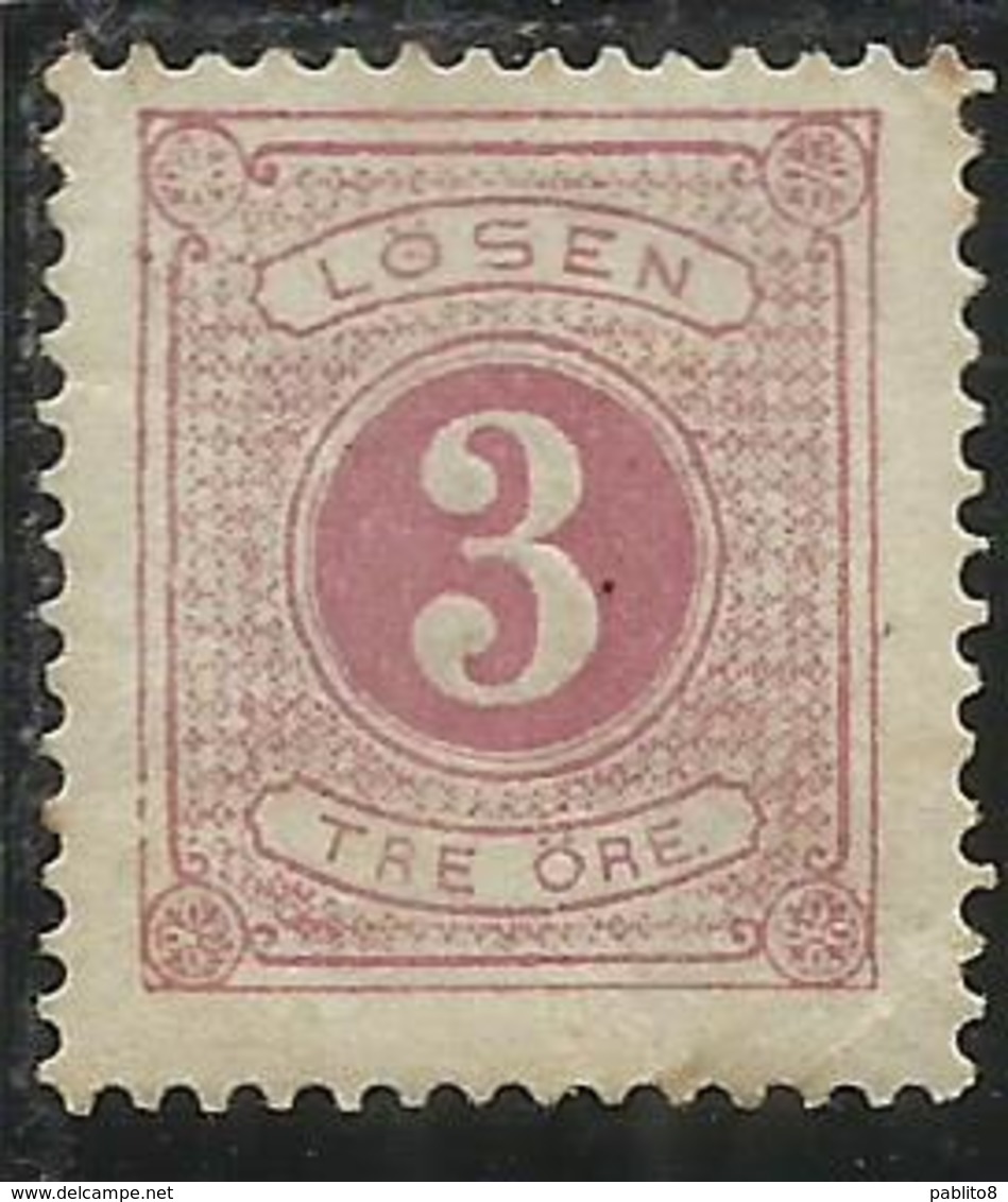 SWEDEN SVERIGE SVEZIA SUEDE 1877 1886 POSTAGE DUE STAMPS SEGNATASSE TASSE TAXE ORE 3o MH - Impuestos