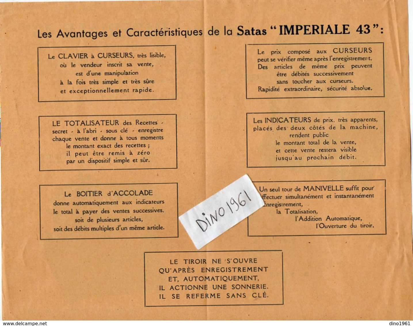 VP13.382 - Pub - PARIS - Lot De Documents Publicitaire Appareils A Affranchir S.A.T.A.S. ¨ IMPERIALE 43 ¨ - Publicités