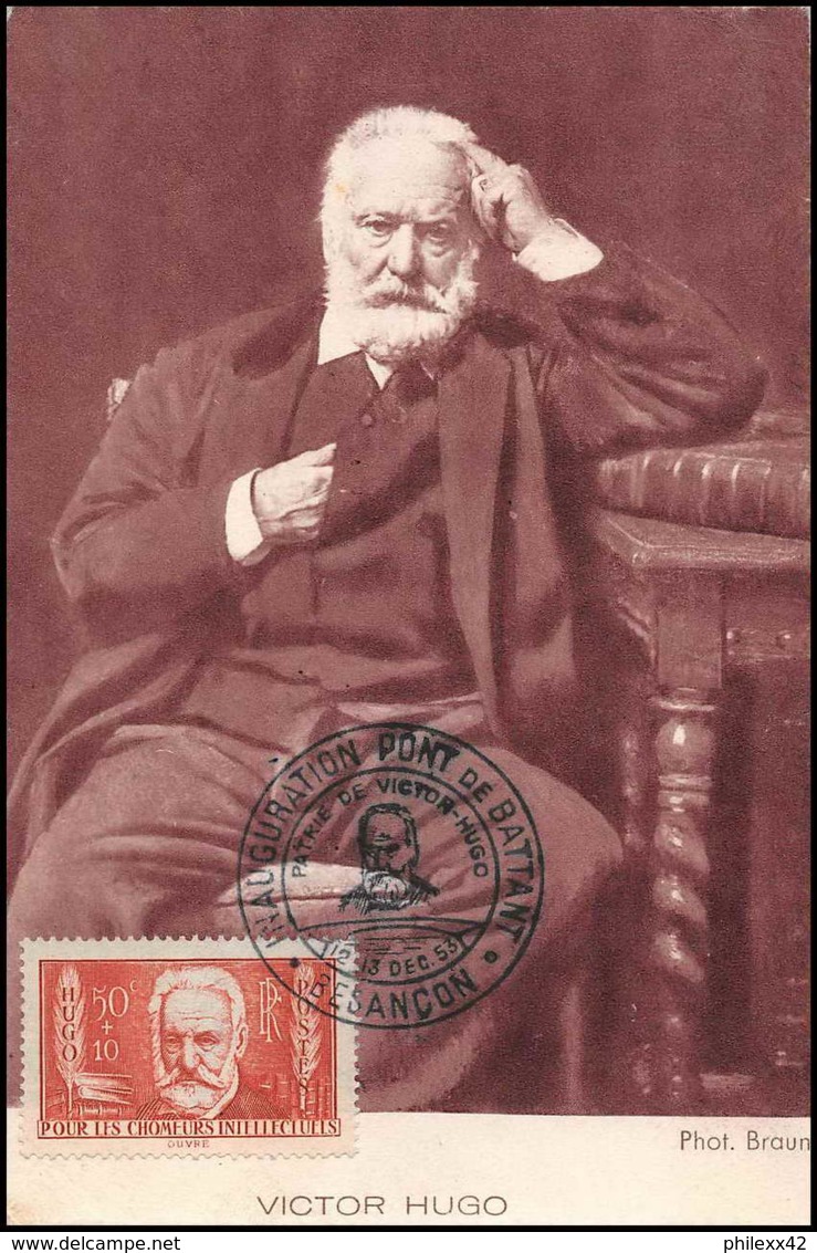 0064/ Carte Maximum (card) France N°332 Chômeurs Intellectuels Victor Hugo 12/6/1953 - 1930-1939