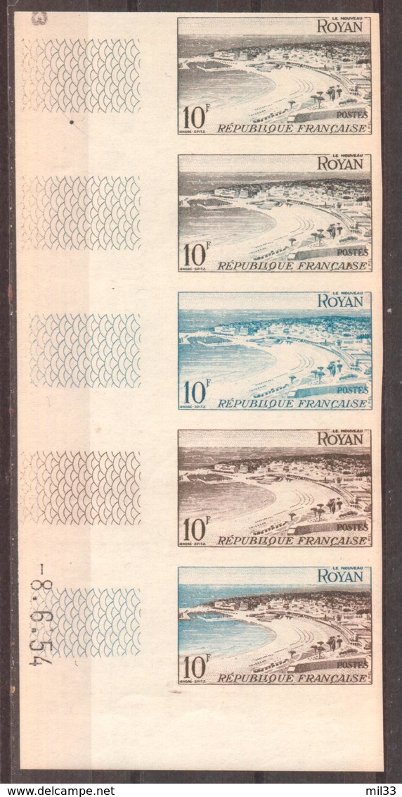 Royan Bande De 5 Essais De Couleur Dont 1 Multi YT 978 De 1954 Sans Trace De Charnière - Non Classés