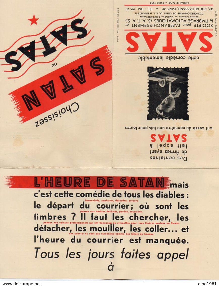 VP13.383 - Pub - EMA - Société Pour L'Affranchissement Et Le Timbrage Automatique S.A.T.A.S. à Paris Rue Bassano - Publicités