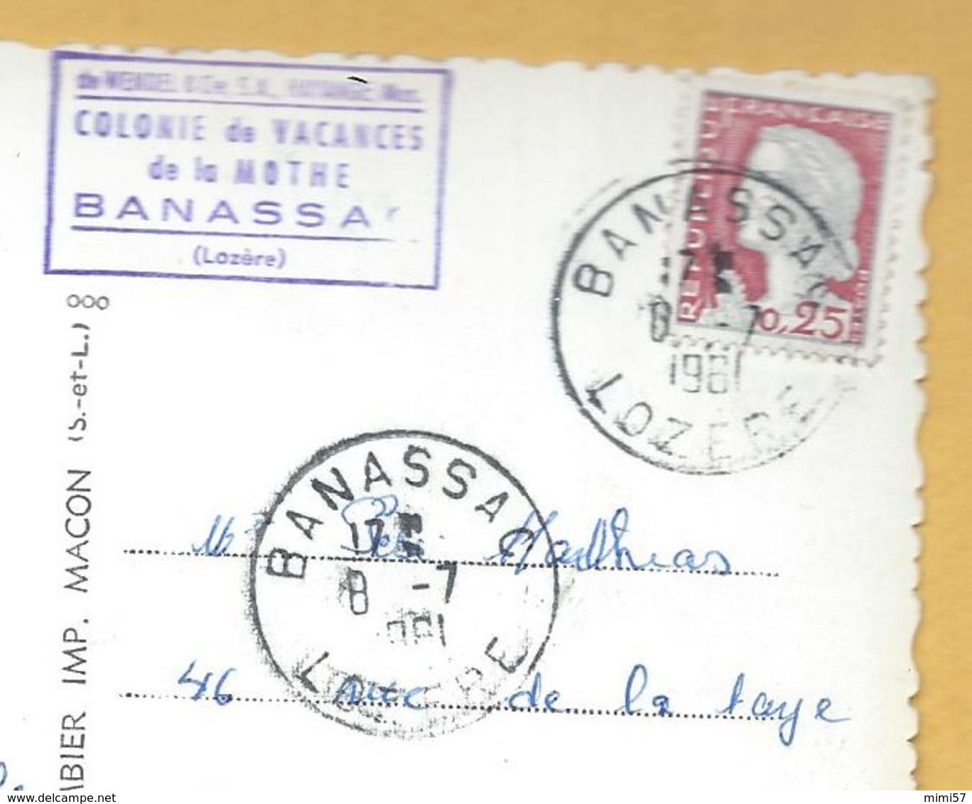 C.P.M. La Canourgue - Cachet Postal BANASSA - Cachet Colonie De Wendel De La Mothe - Autres & Non Classés