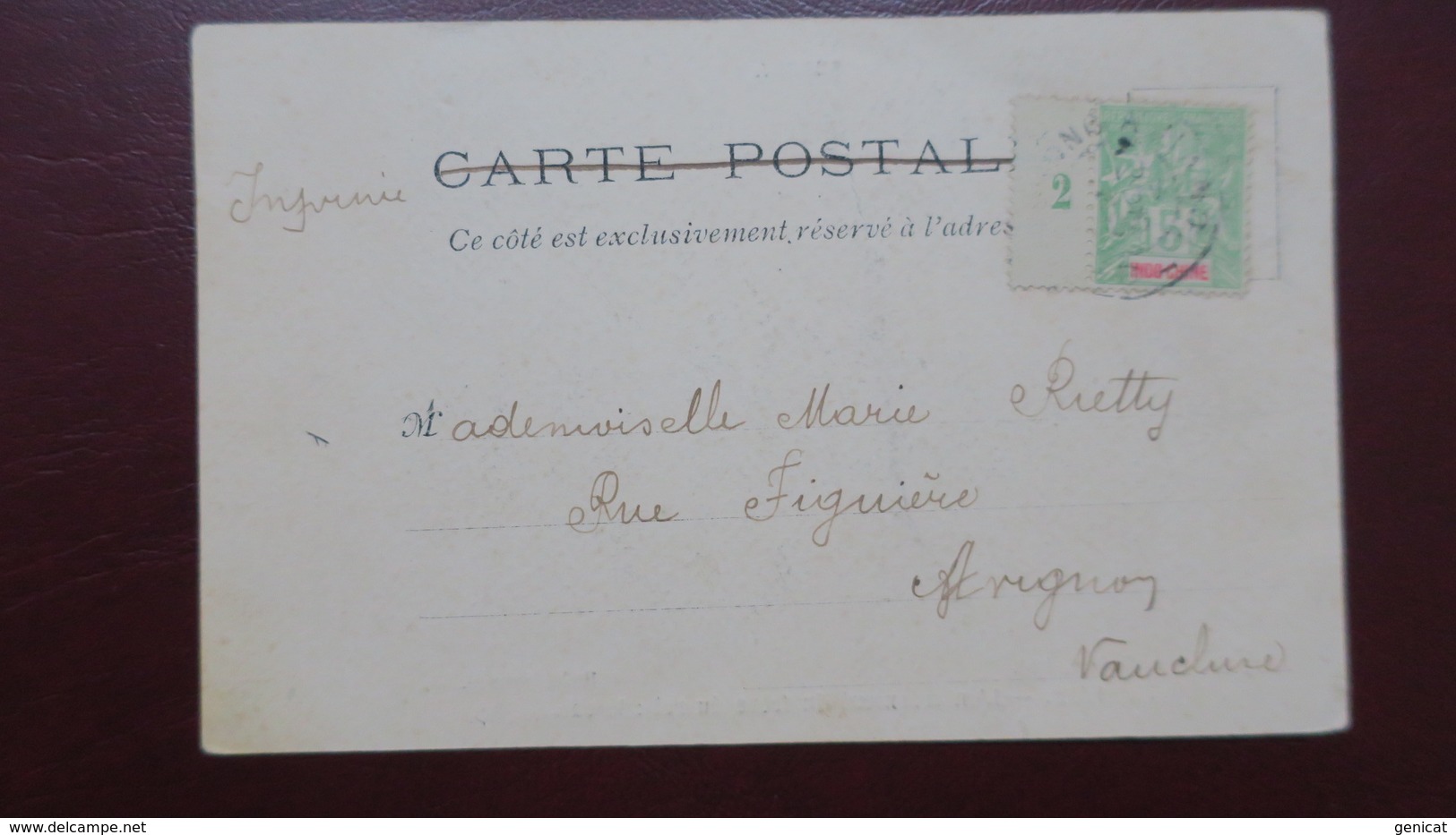 CPA De Hué ( Enterrement ) 1903 Tarif Imprimé 5 Ct Vert Type Groupe Millesime 2 Pour Avignon - Lettres & Documents