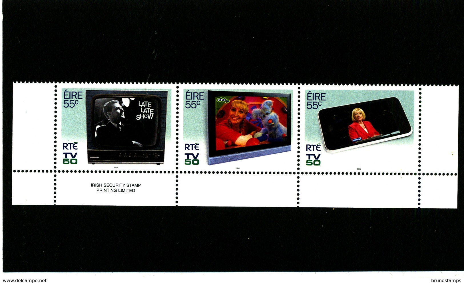 IRELAND/EIRE - 2011  50th ANNIVERSARY OF THE FIRST TV BROADCAST  STRIP  SET  MINT NH - Blocchi & Foglietti