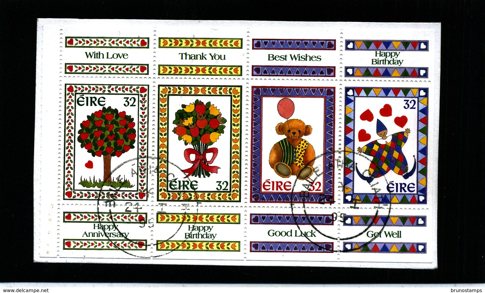 IRELAND/EIRE - 1995  GREETINGS SET BLOCK EX  BOOKLET  FINE USED - Blocchi & Foglietti