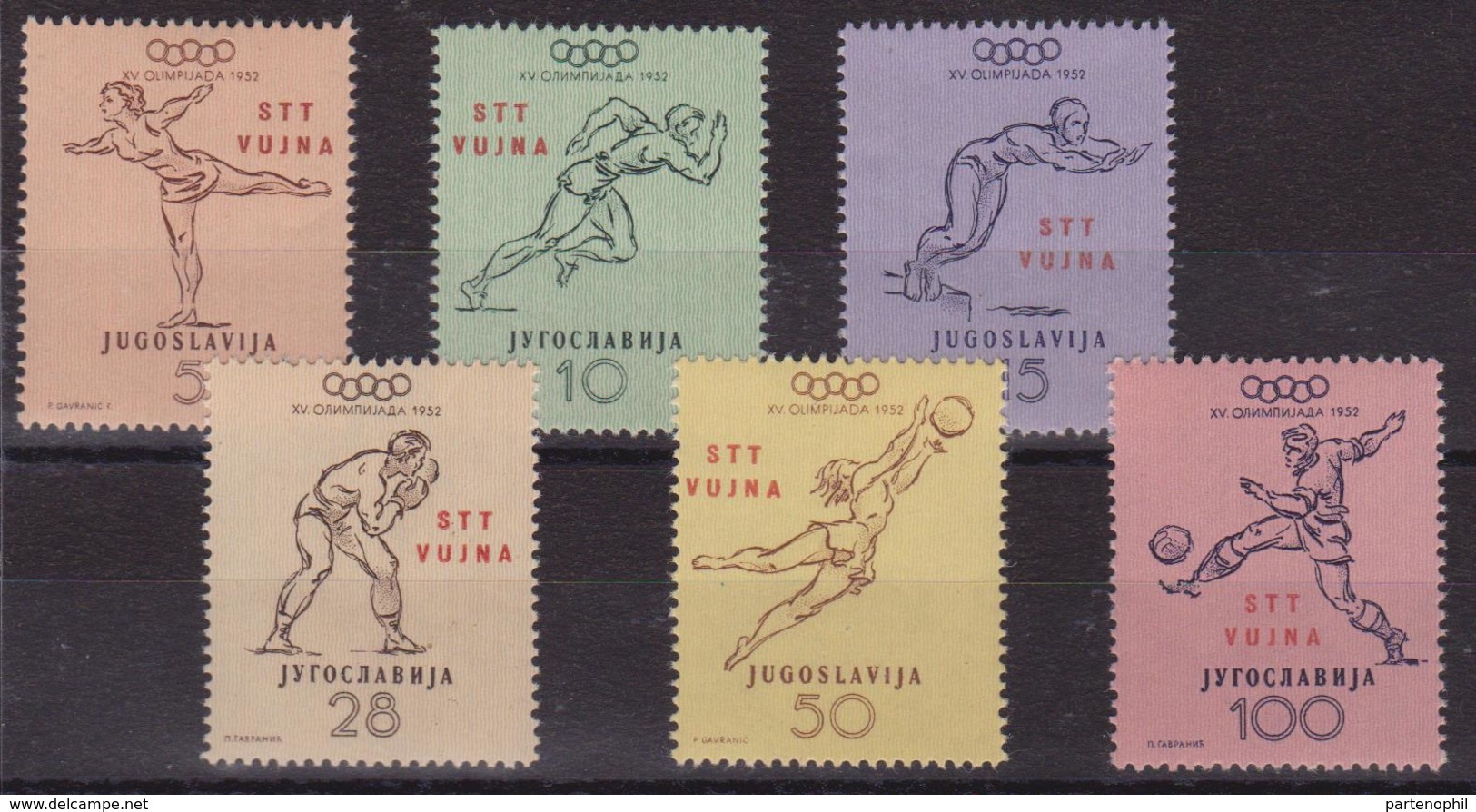 Trieste B - 283 ** 1952 – Olimpiadi Di Helsinki N. 56/61. Cat. € 250,00. SPL - Mint/hinged