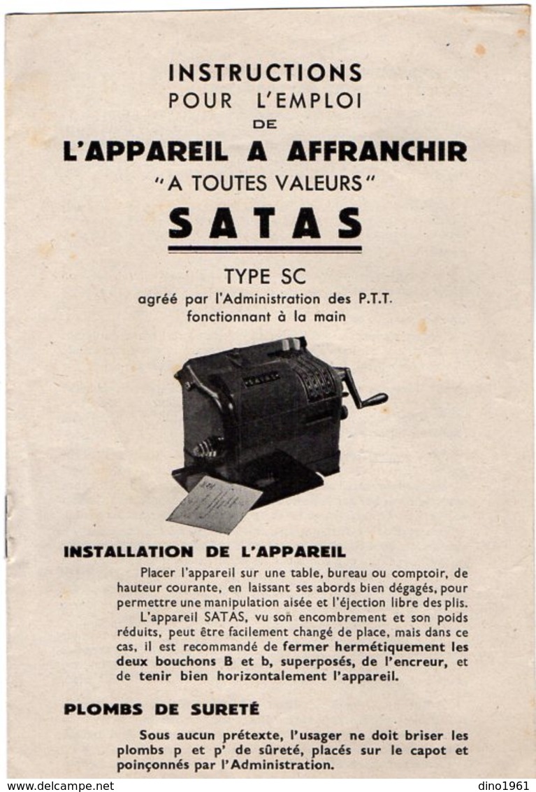 VP13.389 - EMA - Livret Pubicitaire De La Société Pour L'Affranchissement Et Le Timbrage Automatique S.A.T.A.S. à Paris - Publicités