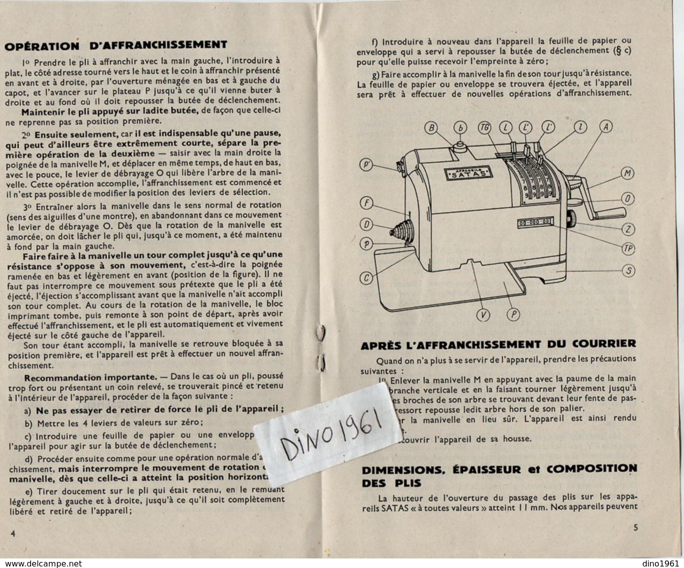 VP13.389 - EMA - Livret Pubicitaire De La Société Pour L'Affranchissement Et Le Timbrage Automatique S.A.T.A.S. à Paris - Publicités