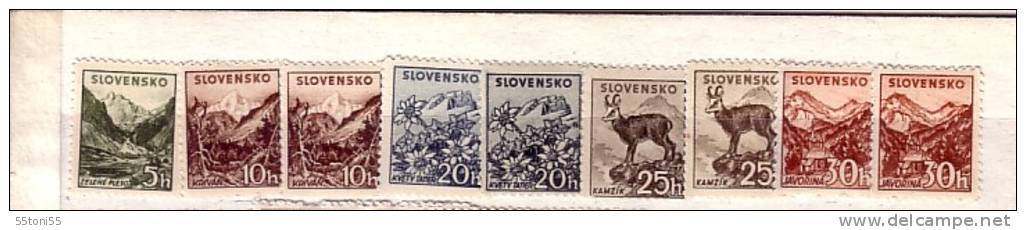 Slovaquie / Slovakia 1940 /1943  Michel Nr.71/75 (x+Y)  9v. – MNH - Neufs