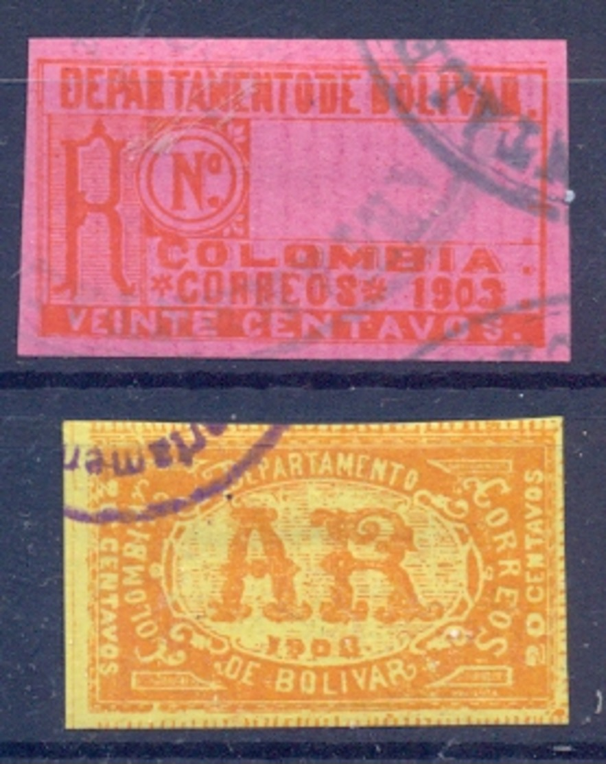 Colombia  2  Old Stamps AR Bolivar Used Rare Stamps - Colombia