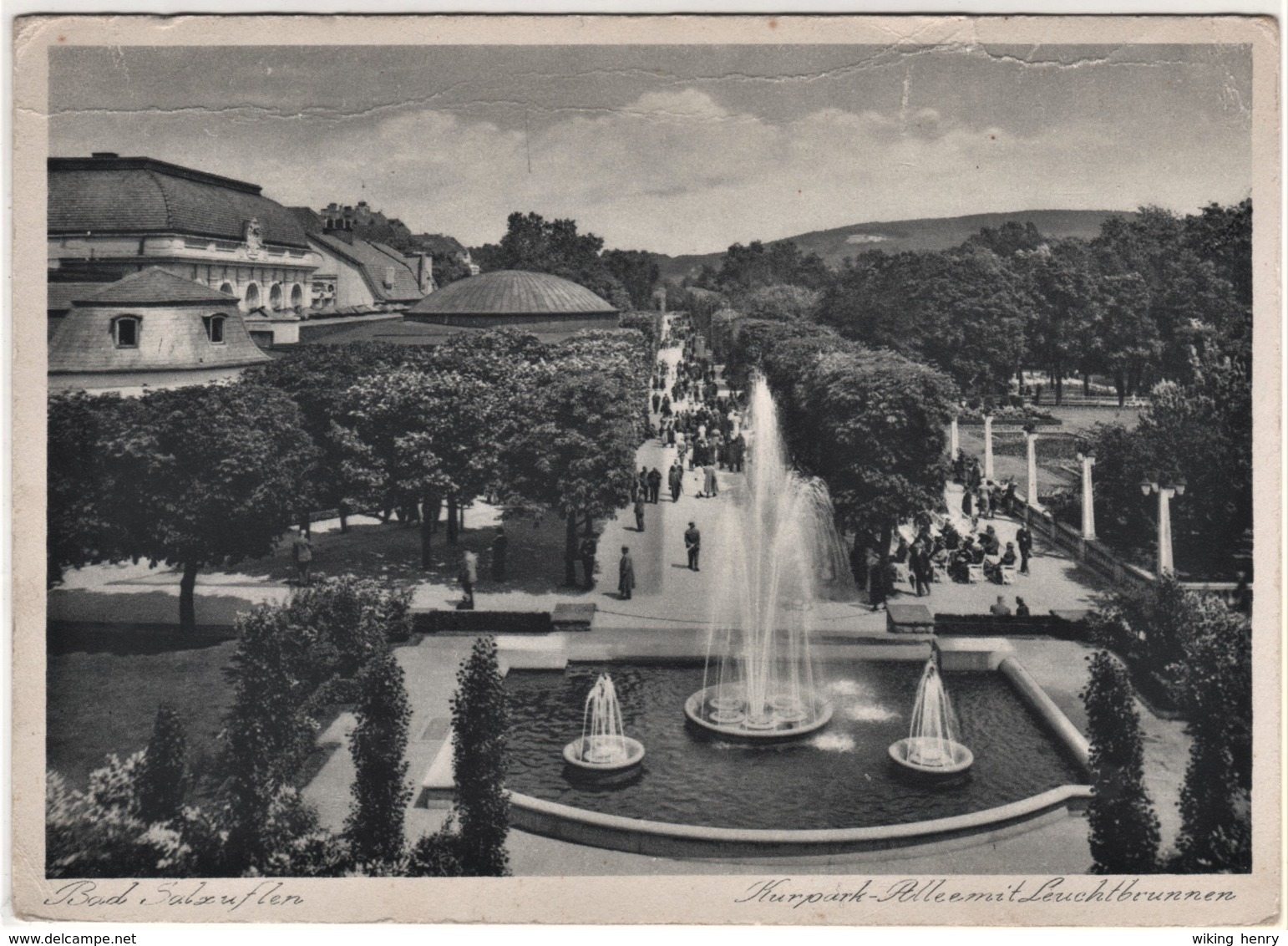 Bad Salzuflen - S/w Kurpark Allee Mit Leuchtbrunnen - Bad Salzuflen