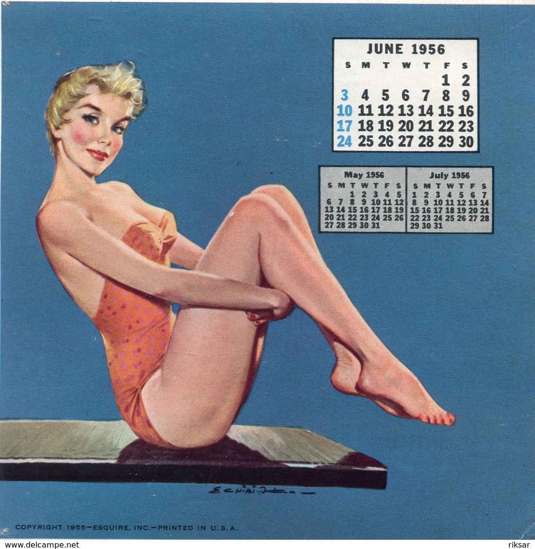 IMAGE(CALENDRIER 1956) PIN UP(NUE) - Autres & Non Classés