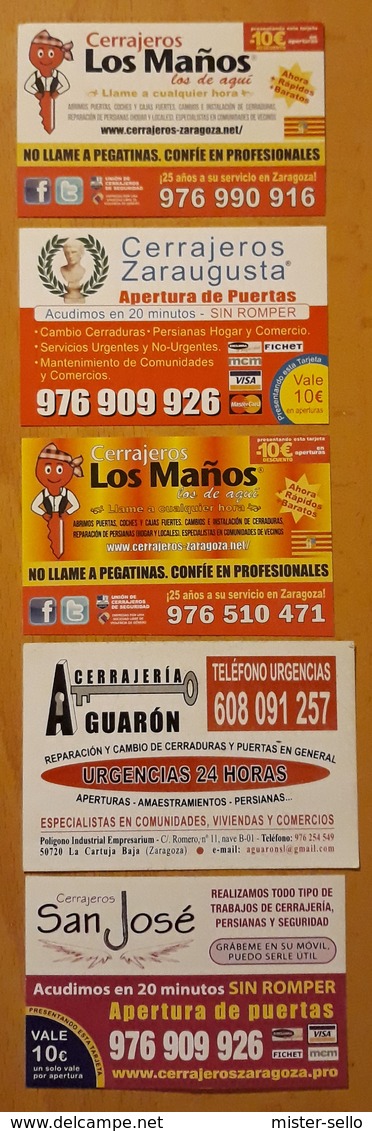 LOTE DE 5 CALENDARIOS DE CERRAJEROS - CERRAJERIAS. - Tamaño Pequeño : 2001-...