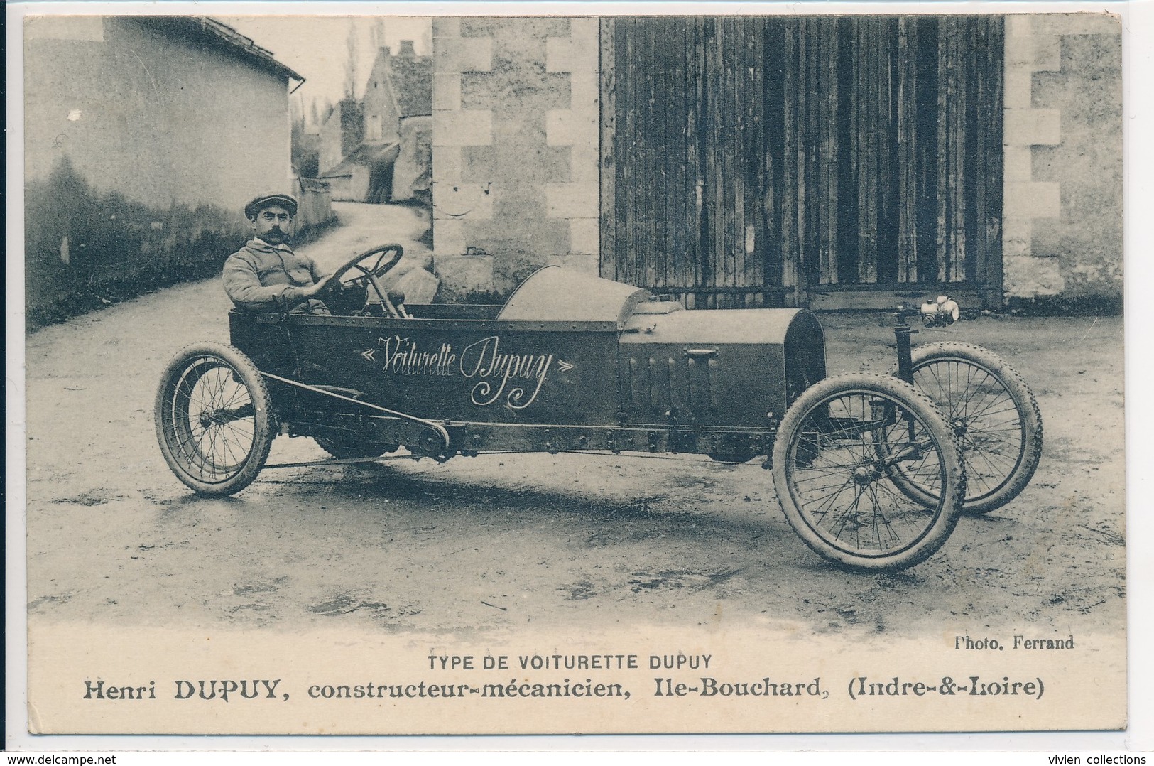 Voiture à Pédalles Cyclecar - Voiturette Dupuy Ile Bouchard (37 Indre Et Loire) Constructeur Henri Dupuy + Carte Visite - Autres & Non Classés